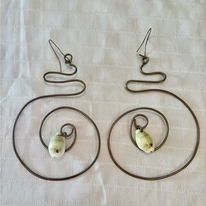 Statement Spiral Earrings with Shell Accents